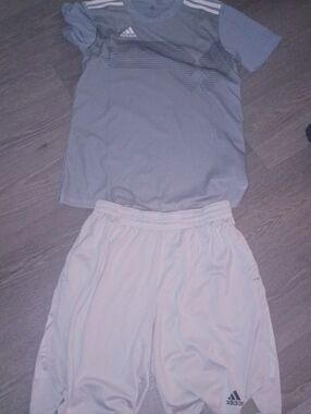 adidas Light Gray Athletic Tee and White Sports Shorts